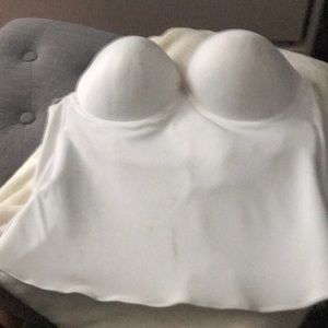 Strapless bridal corset bra.